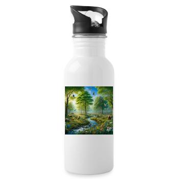 Rêve de nature harmonieuse - Gourde avec paille intégrée - blanc - Droite