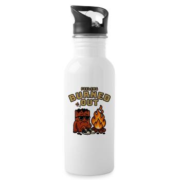 Ausgebrannt fühlen – müdes T-Shirt-Design - Trinkflasche mit integriertem Trinkhalm - Weiß - Rechts