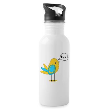 SCHWEDISCH DANKE SCHWEDEN - Trinkflasche mit integriertem Trinkhalm - Weiß - Rechts