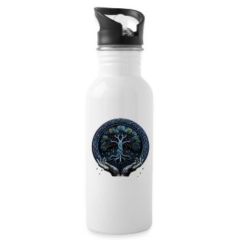 Eau et sagesse L’arbre de vie celtique mystique - Gourde avec paille intégrée - blanc - Droite