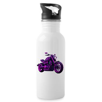 Motorbike in colorful tattoo style - Water bottle with straw - white - Right
