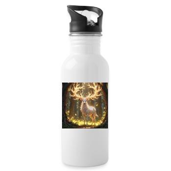 Power Animal Deer in Daylight - Water bottle with straw - white - Right