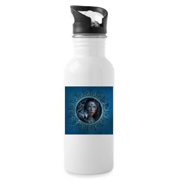 Heavenly alliance: the wolf and the beautiful woman. - Water bottle with straw - white - Right