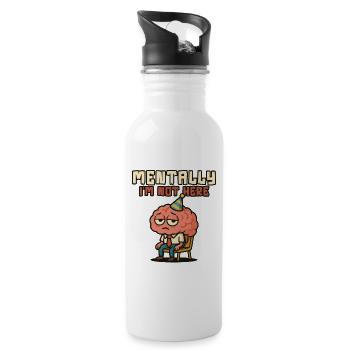 Mentally I'm Not Here Brain - Water bottle with straw - white - Right