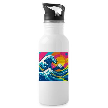 The (almost) wise wave - Water bottle with straw - white - Right