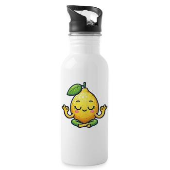 Funny Lemon Yoga Meditation Relaxation Chill - Water bottle with straw - white - Right