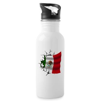 Flagge von Mexiko - Mexiko - Flagge Broken Design - Trinkflasche mit integriertem Trinkhalm - Weiß - Rechts