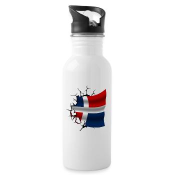 Flagge der Dominikanischen Republik - Trinkflasche mit integriertem Trinkhalm - Weiß - Rechts