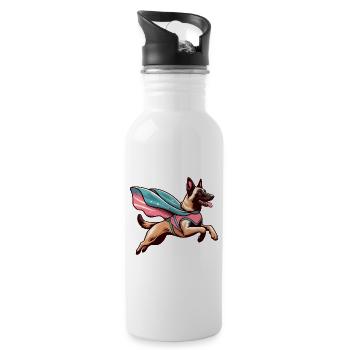 Super Dog Belgian Shepherd Cape Gift - Water bottle with straw - white - Right