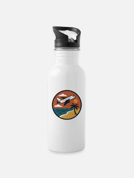 Sonnenuntergang Strandflug Patch - Trinkflasche mit integriertem Trinkhalm - Weiß