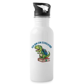 School enrollment T Rex - I am a schoolchild - Water bottle with straw - white - Right