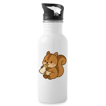 Flask Fluffy Squirrel - Water bottle with straw - white - Right