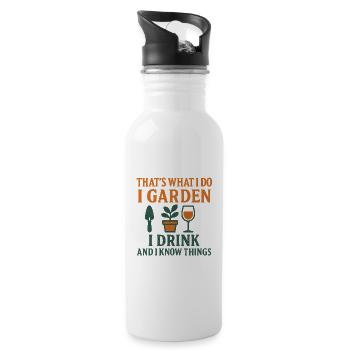 I Garden, I Drink – Gardening in style - Water bottle with straw - white - Right