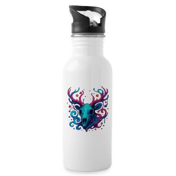Crâne de bois de cerf - Gourde avec paille intégrée - blanc - Droite