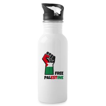 Poing levé avec drapeau palestine. Free Palestine - Gourde avec paille intégrée - blanc - Droite