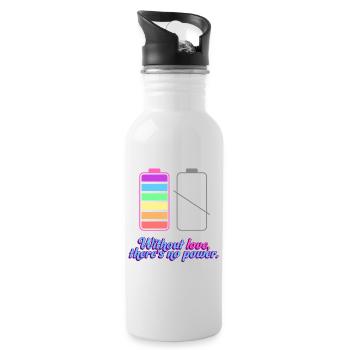 No power without Love - Water bottle with straw - white - Right