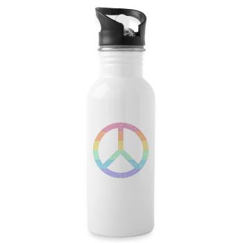 Regenbogen Friedenssymbol Pastell Pride LGBTQ+ Grunge - Trinkflasche mit integriertem Trinkhalm - Weiß - Rechts
