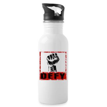 Strong & Clear – Statement Tee DEFY - Water bottle with straw - white - Right