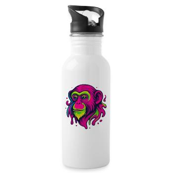 Neon Affe - Trinkflasche mit integriertem Trinkhalm - Weiß - Rechts