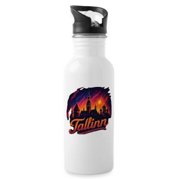 Tallinn Hauptstadt Estland Baltikum Geschenk - Trinkflasche mit integriertem Trinkhalm - Weiß - Rechts