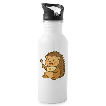 Baby hedgehog feeding porridge - Water bottle with straw - white - Right