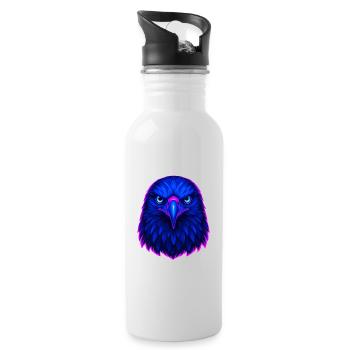 Blauer Adler Neon Kunst - Trinkflasche mit integriertem Trinkhalm - Weiß - Rechts