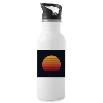 Retro sunset design - Water bottle with straw - white - Right
