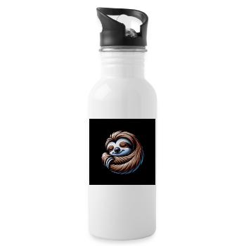 Cool bleiben immer mit der Ruhe lustiges Faultier - Trinkflasche mit integriertem Trinkhalm - Weiß - Rechts