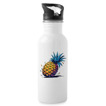 Ananas - Trinkflasche mit integriertem Trinkhalm - Weiß - Rechts