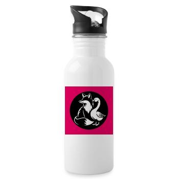 Fox and goose in friendship - Water bottle with straw - white - Right