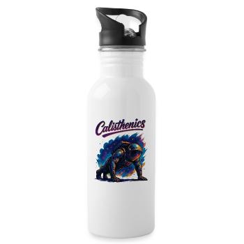 Calisthenics Astronaut Push-ups Gift - Water bottle with straw - white - Right