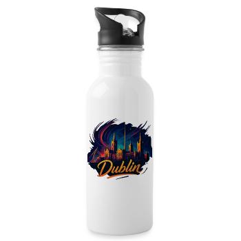 Dublin Capital Ireland Silhouette Gift - Water bottle with straw - white - Right