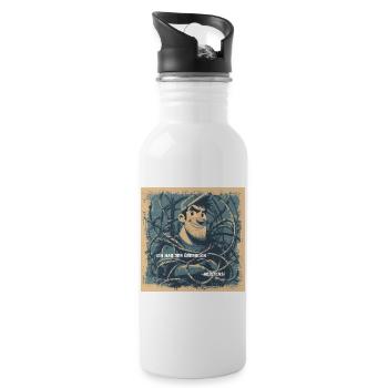 Morgens unter Hochspannung - Trinkflasche mit integriertem Trinkhalm - Weiß - Rechts