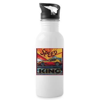Speed King – yellow sports car - Water bottle with straw - white - Right