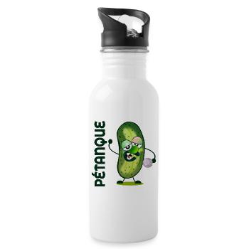 Pétanque Pickles - Water bottle with straw - white - Right