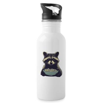 Ticket raccoon - Water bottle with straw - white - Right