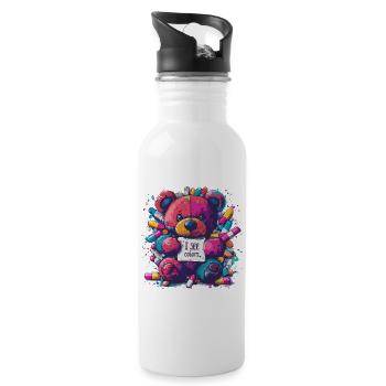 Visionary Bear - Water bottle with straw - white - Right