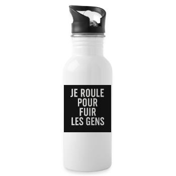 I ride to run away from people – Biker design - Water bottle with straw - white - Right