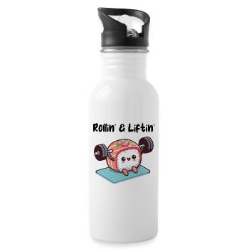 Sushi Roll Lifting Weights - Water bottle with straw - white - Right