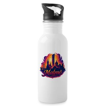 Malmö City Sweden Cool Epic Gift - Water bottle with straw - white - Right