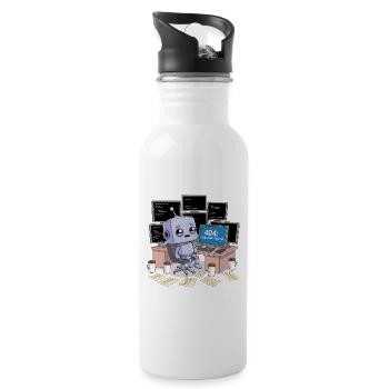404: Schlaf nicht gefunden - Trinkflasche mit integriertem Trinkhalm - Weiß - Rechts