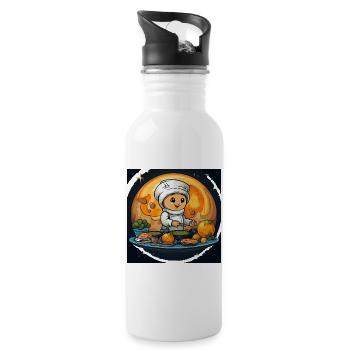 Die gastronomischen Planeten - Trinkflasche mit integriertem Trinkhalm - Weiß - Rechts