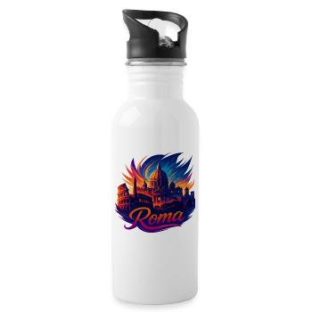 Rome Roma Capital Italy Silhouette Gift - Water bottle with straw - white - Right