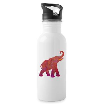 Yoga Elephant Holi pink Energy Animal Love Namaste - Water bottle with straw - white - Right