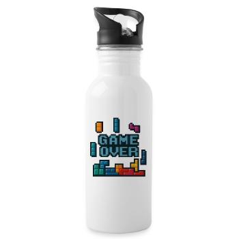 Pixel art Game Over Design - Water bottle with straw - white - Right