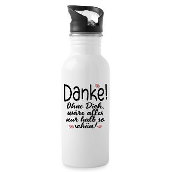 DANKE PARTNERSCHAFT FREUNDSCHAFT - Trinkflasche mit integriertem Trinkhalm - Weiß - Rechts