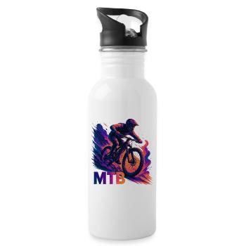 MTB Mountain Biking Mountain Biker Gift - Water bottle with straw - white - Right