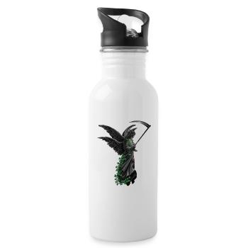 engelstatue, goth - Trinkflasche mit integriertem Trinkhalm - Weiß - Rechts