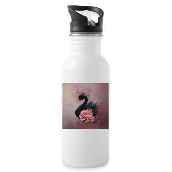 A touch of pink and the glow of a swan. - Water bottle with straw - white - Right
