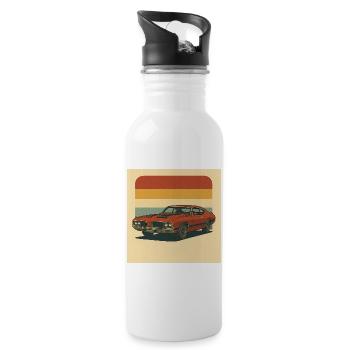 Retro Muscle Car Sonnengruß Design - Trinkflasche mit integriertem Trinkhalm - Weiß - Rechts